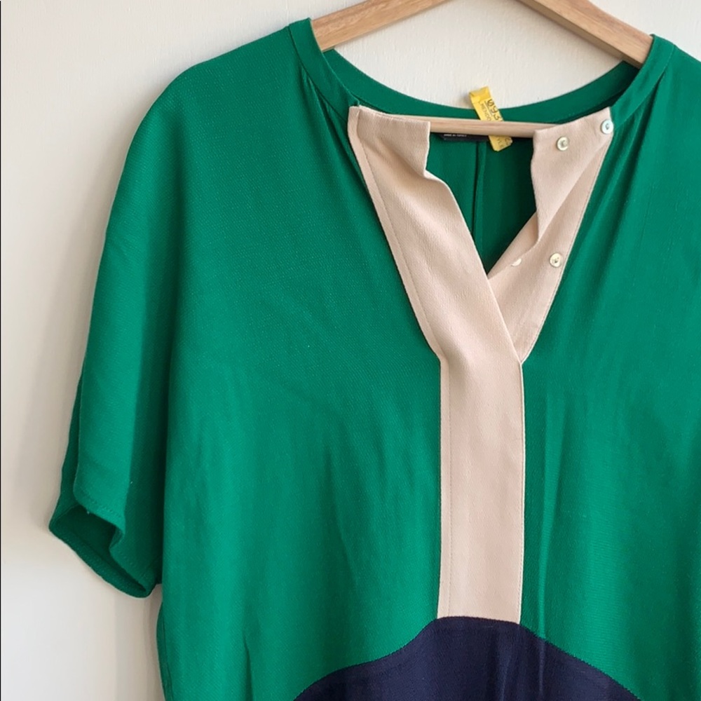 Green & navy tee shirt tunic dress by Zara
